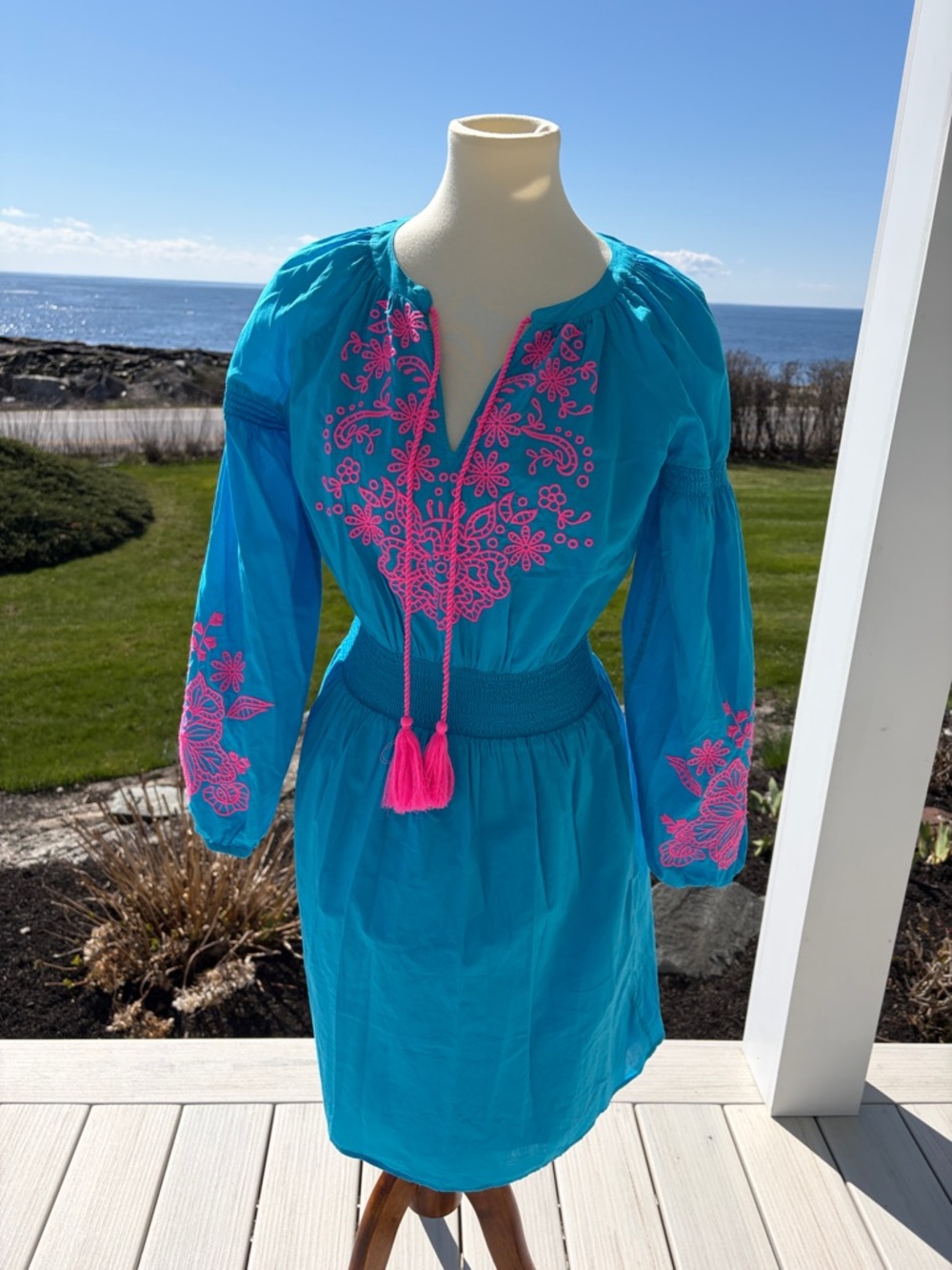 Lilly Pulitzer Turquoise Top with Hot Pink EUC